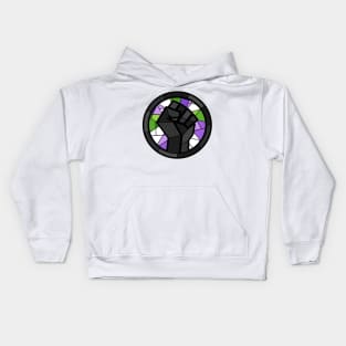 BLM Stained Glass Fist (Genderqueer) Kids Hoodie